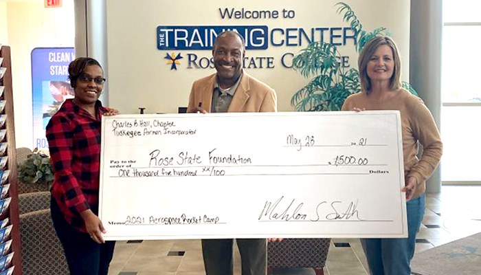 Charles B. Hall Chapter Of The Tuskegee Airmen Incorporated Present Check To Rose State College