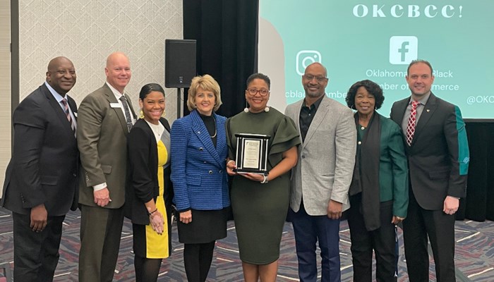 Rose State College representatives receiving award from Oklahoma City Black Chamber of Commerce