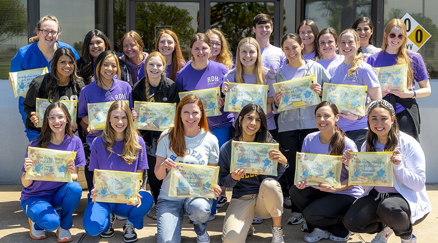 Dental hygiene students prepare bundles for patients at Oklahoma Children’s Hospital