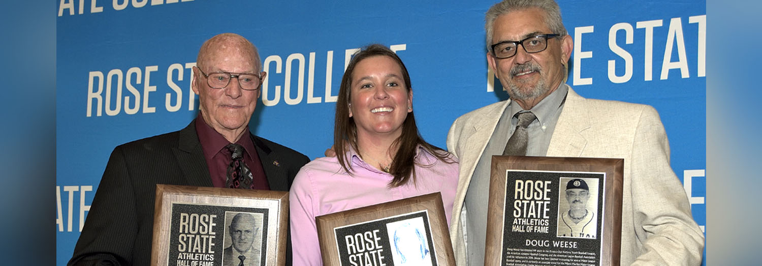 Inaugural members of the Rose State College Athletic Hall of Fame were honored for their commitment to RSC athletics. From left: Duane Crabaugh, Melissa Moore, and Doug Weese.