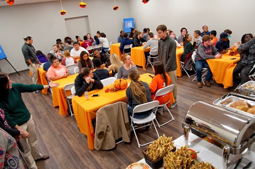 Residents of The Village enjoy a Thanksgiving meal with their peers at one of many regular social events