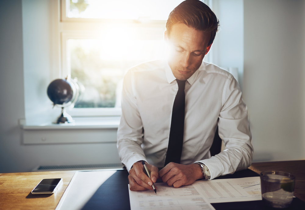 man at desk