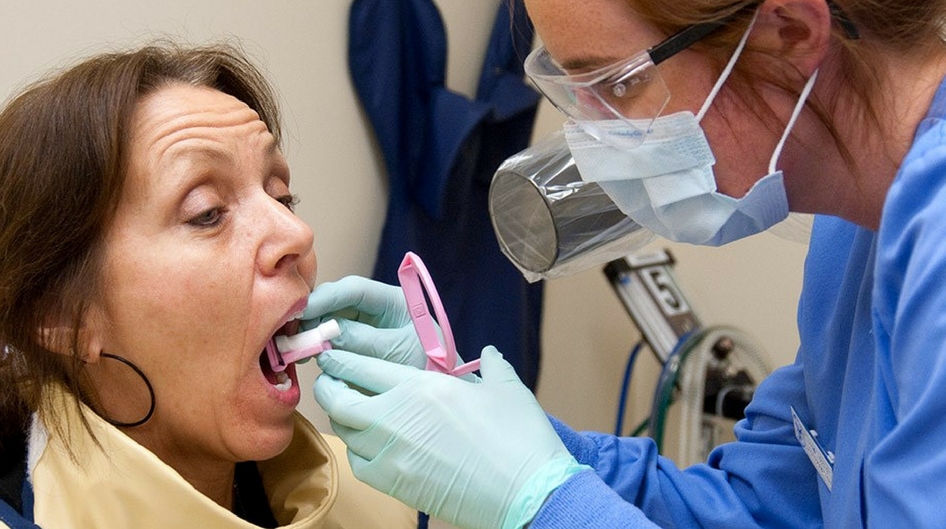 Dental patient getting an exam
