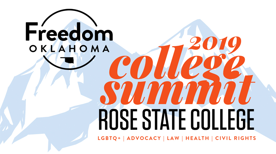 Freedom Oklahoma, rose state college and 2019 college summit logos