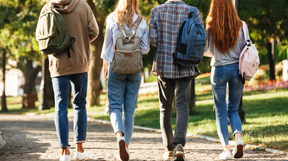 college students walking on campus